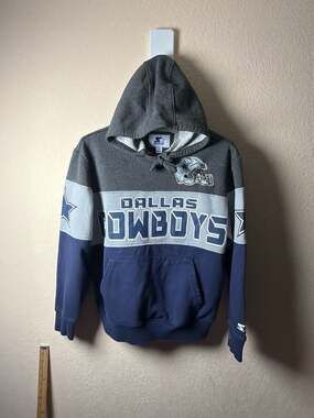 VTG Starter NFL Dallas Cowboys Colorblock Pullover Hoodie Mens Medium